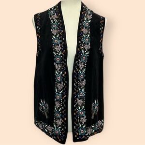 Vintage Velvet Beaded Folk Vest